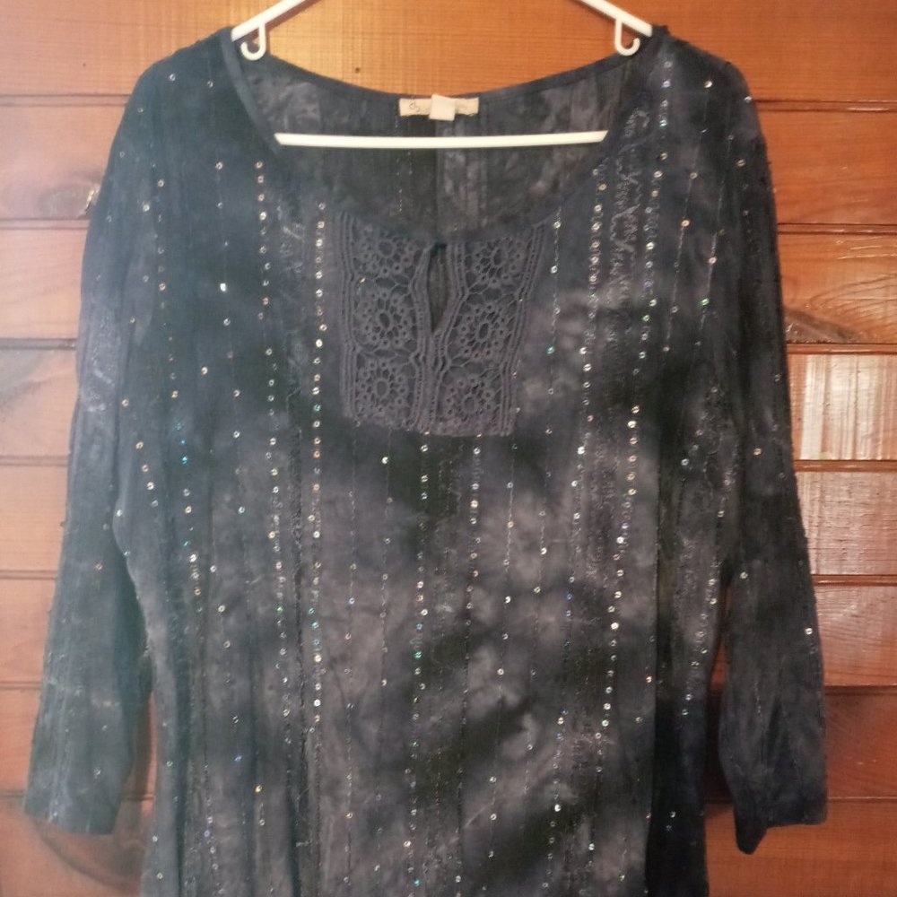 Navy Blue Lightly Sequined DB Established 1962 Shirt XL